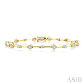 1 1/5 Ctw Mixed Diamond Cut Bar Link Bracelet in 14K Yellow Gold