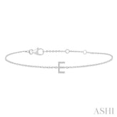 1/20 Ctw Initial 'E' Round Cut Diamond Bracelet in 10K White Gold