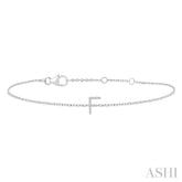 1/20 Ctw Initial 'F' Round Cut Diamond Bracelet in 10K White Gold