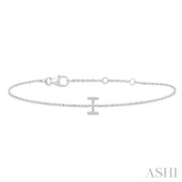 1/20 Ctw Initial 'I' Round Cut Diamond Bracelet in 10K White Gold