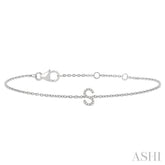 1/20 Ctw Initial 'S' Round Cut Diamond Bracelet in 10K White Gold