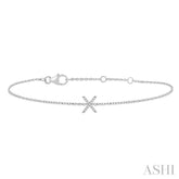 1/20 Ctw Initial 'X' Round Cut Diamond Bracelet in 10K White Gold