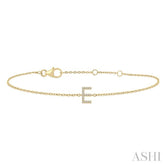 1/20 Ctw Initial 'E' Round Cut Diamond Bracelet in 10K Yellow Gold