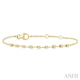 1/4 Ctw Round Cut Diamond Floating Fashion Chain Bracelet in 10K Yellow Gold