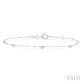 1/10 Ctw Round Cut Diamond Paperclip Station Bracelet in 14K White Gold