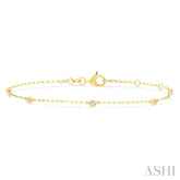 1/10 Ctw Round Cut Diamond Paperclip Station Bracelet in 14K Yellow Gold
