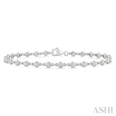 1 Ctw Bezel Set Round Cut Diamond Station Brecelet in 14K White Gold