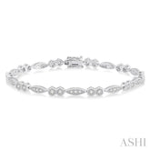 1 1/6 Ctw Marquise & Hexagonal Mount Round Cut Diamond Bracelet in 14K White Gold