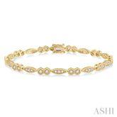 1 1/6 Ctw Marquise & Hexagonal Mount Round Cut Diamond Bracelet in 14K Yellow Gold