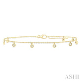 1/10 Ctw Round Charm Round Cut Diamond Station Anklet in 10K Yellow Gold