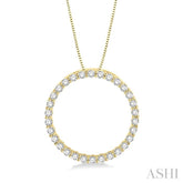 1 Ctw Round Cut Diamond Circle of Love Pendant with Chain in 14K Yellow Gold
