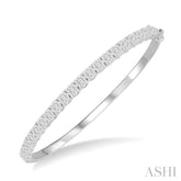 1 1/2 Ctw Circular Lovebright Round Cut Diamond Bangle in 14K White Gold