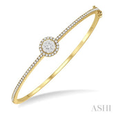 1 Ctw Round Shape Lovebright Round Cut Diamond Stackable Bangle in 14K Yellow and White Gold