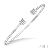 1/2 Ctw Cushion Shape Open-End Round Cut Diamond Stackable Cuff Bangle in 14K White Gold