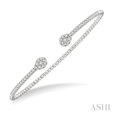 1/2 Ctw Pear Shape Open-End Round Cut Diamond Stackable Cuff Bangle in 14K White Gold