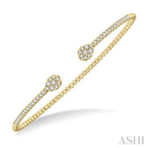 1/2 Ctw Pear Shape Open-End Round Cut Diamond Stackable Cuff Bangle in 14K Yellow Gold