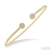 1/2 Ctw Circular Shape Open-End Round Cut Diamond Stackable Cuff Bangle in 14K Yellow Gold