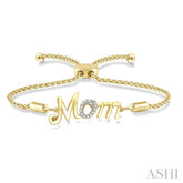 1/20 Ctw MOM Carved Round Cut Diamond Lariat Bracelet in Yellow Gold Vermeil
