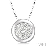 1/3 Ctw Round Cut Diamond Lovebright Pendant With Box Chain in 14K White Gold