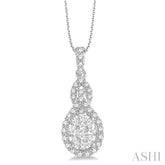 3/4 Ctw Oval Shape Lovebright Round Cut Diamond Pendant With Chain in 14K White Gold