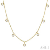 1/3 Ctw Circular Accent Rose Cut Diamond Station Necklace in 14K Yellow Gold