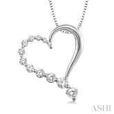 1/2 Ctw Round Cut Diamond Heart Half Journey Pendant in 14K White Gold with Chain