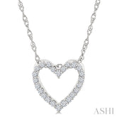 1/10 Ctw Heart Shape Round Cut Diamond Pendant With Chain in 10K White Gold
