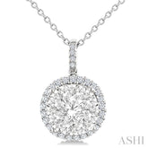 2 Ctw Lovebright Round Cut Diamond Pendant in 14K White Gold with Chain