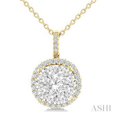 2 Ctw Lovebright Round Cut Diamond Pendant in 14K Yellow and White Gold with Chain