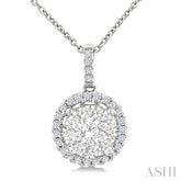 1 Ctw Lovebright Round Cut Diamond Pendant in 14K White Gold with Chain