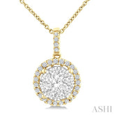 1 Ctw Lovebright Round Cut Diamond Pendant in 14K Yellow and White Gold with Chain