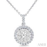 3/4 Ctw Lovebright Round Cut Diamond Pendant in 14K White Gold with Chain