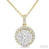 3/4 Ctw Lovebright Round Cut Diamond Pendant in 14K Yellow and White Gold with Chain