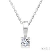 1/6 Ctw Prong Set Round Cut Diamond Solitaire Pendant With Chain in 14K White Gold