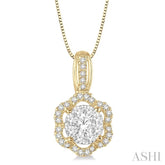 1/2 Ctw Round Cut Diamond Lovebright Pendant in 14K Yellow and White Gold with Chain