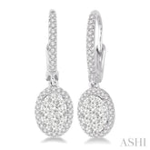 3/8 Ctw Oval Shape Diamond Lovebright Earrings in 14K White Gold