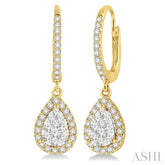 5/8 Ctw Pear Shape Diamond Lovebright Earrings in 14K Yellow and White Gold