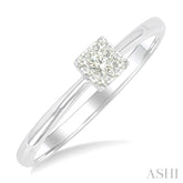 1/10 Ctw Lovebright Petite Square Shape Round Cut Diamond Fashion Ring in 10K Yellow and White Gold