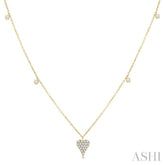 1/5 Ctw Heart Motif Round Cut Diamond Station Necklace in 10K Yellow Gold