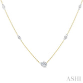 1/4 Ctw Bezel Set Pear and Round Cut Diamond Station Necklace in 14K Yellow and White Gold