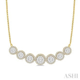 1 1/5 Ctw Circular Mount Lovebright Round Cut Diamond Necklace in 14K Yellow & White Gold