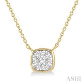 1/6 Ctw Cushion Shape Lovebright Diamond Pendant With Chain in 14K Yellow and White Gold