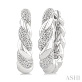 1/10 Ctw Round Cut Diamond Rope Earrings in Sterling Silver