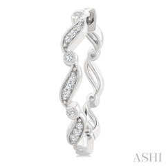 1/8 Ctw Wavy Pattern Round Cut Diamond Fashion Hoop Earrings in 10K White Gold