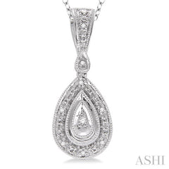 1/20 Ctw Pear Shape Round Cut Diamond Pendant in Sterling Silver with Chain