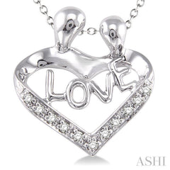 1/20 Ctw Round Cut Diamond Child & Mom Pendant in Sterling Silver with Chain
