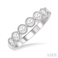 1/3 Ctw Jointed Discs Rose Cut Diamond Stack Band in 14K White Gold