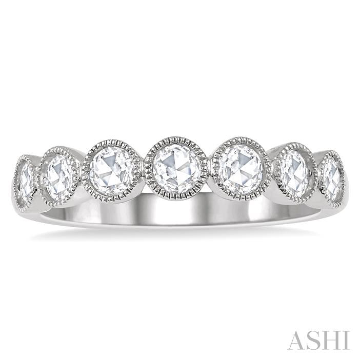 1/3 Ctw Jointed Discs Rose Cut Diamond Stack Band in 14K White Gold
