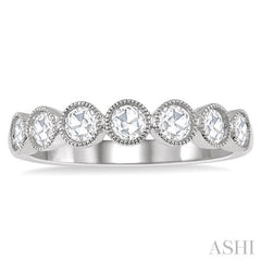 1/3 Ctw Jointed Discs Rose Cut Diamond Stack Band in 14K White Gold