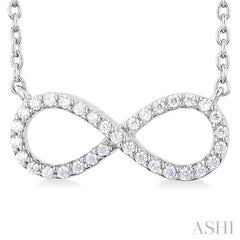 1/10 Ctw Round Cut Diamond Infinity Petite Pendant With Chain in 14K White Gold